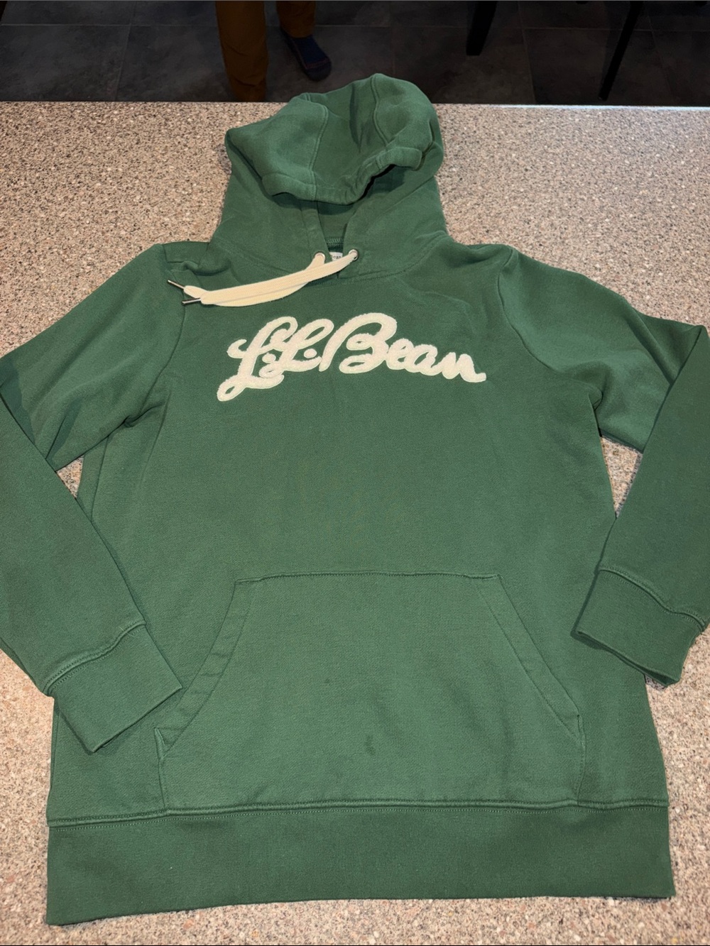 L.L. Bean Green Pullover Hoodie with Cream Script Logo